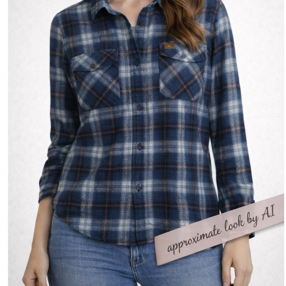 Coleman Womens Blue Plaid Long Sleeve Button Down Flannel Shirt XL